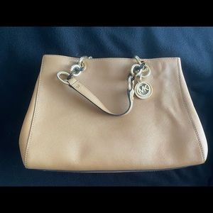Michael Kors Cynthia Med. Saffino Leather Satchel